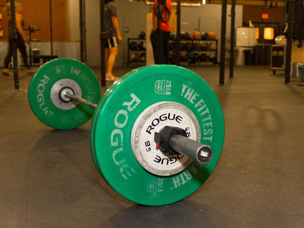 Rogue barbell and bumper plates at Cactus CrossFit